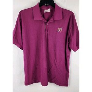 1989 Vintage Mcdonald's Employee Uniform Polo Shirt Fuchsia Pink XL Made In USA